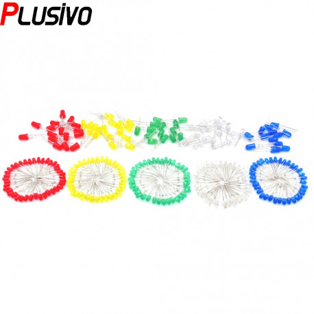 5mm Diffused LED pack Red Blue Green White Yellow 100pcs pack