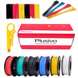 Plusivo Silicone Wire Kit (20AWG, 6 colors, 7m each)