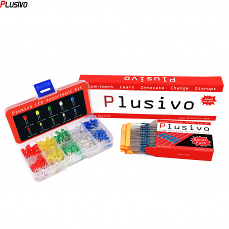Plusivo 3mm and 5mm Diffused LED Light Emitting Diode Assortment Kit